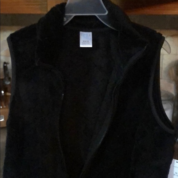 Black thick velour vest zip up with pockets - Picture 2 of 8